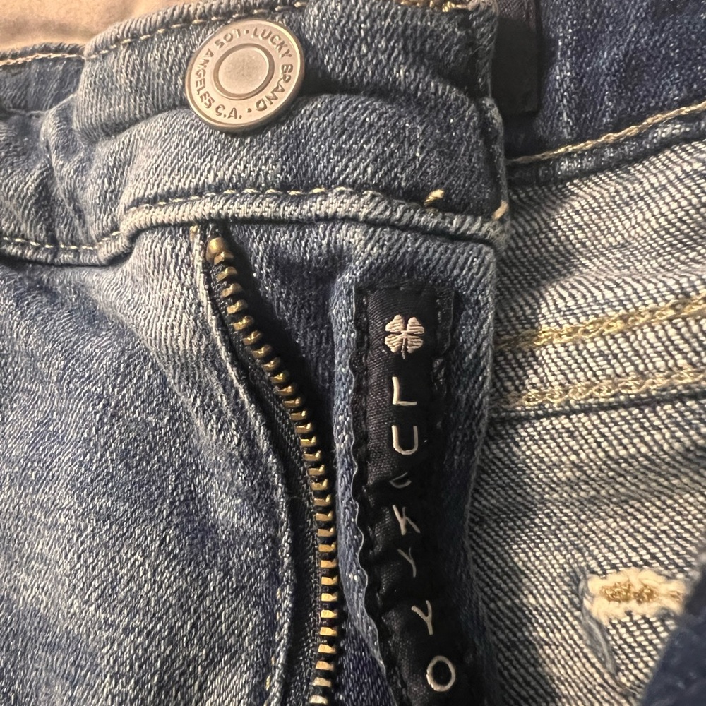Lucky Brand Blue Jean Shorts with Frayed Hem - Picture 3 of 4